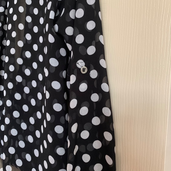 Bebe Black/White Polka Dot Blouson Blouse sz S - Picture 6 of 7